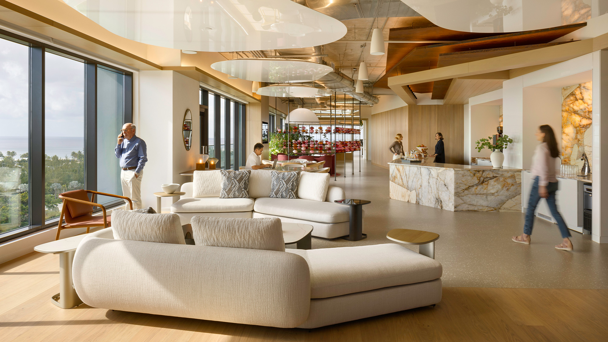 A group of people in a room.