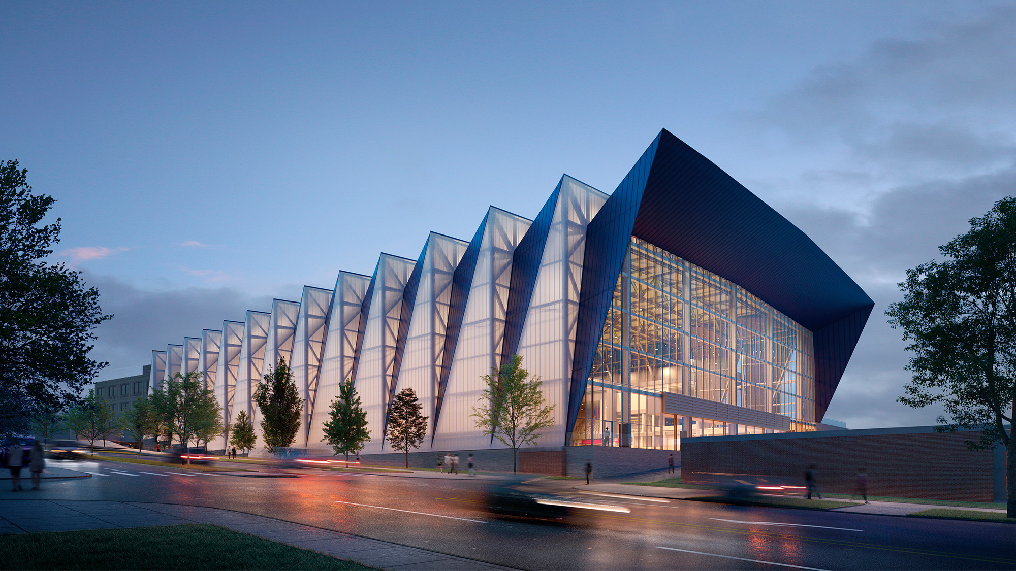 A building with a curved roof.