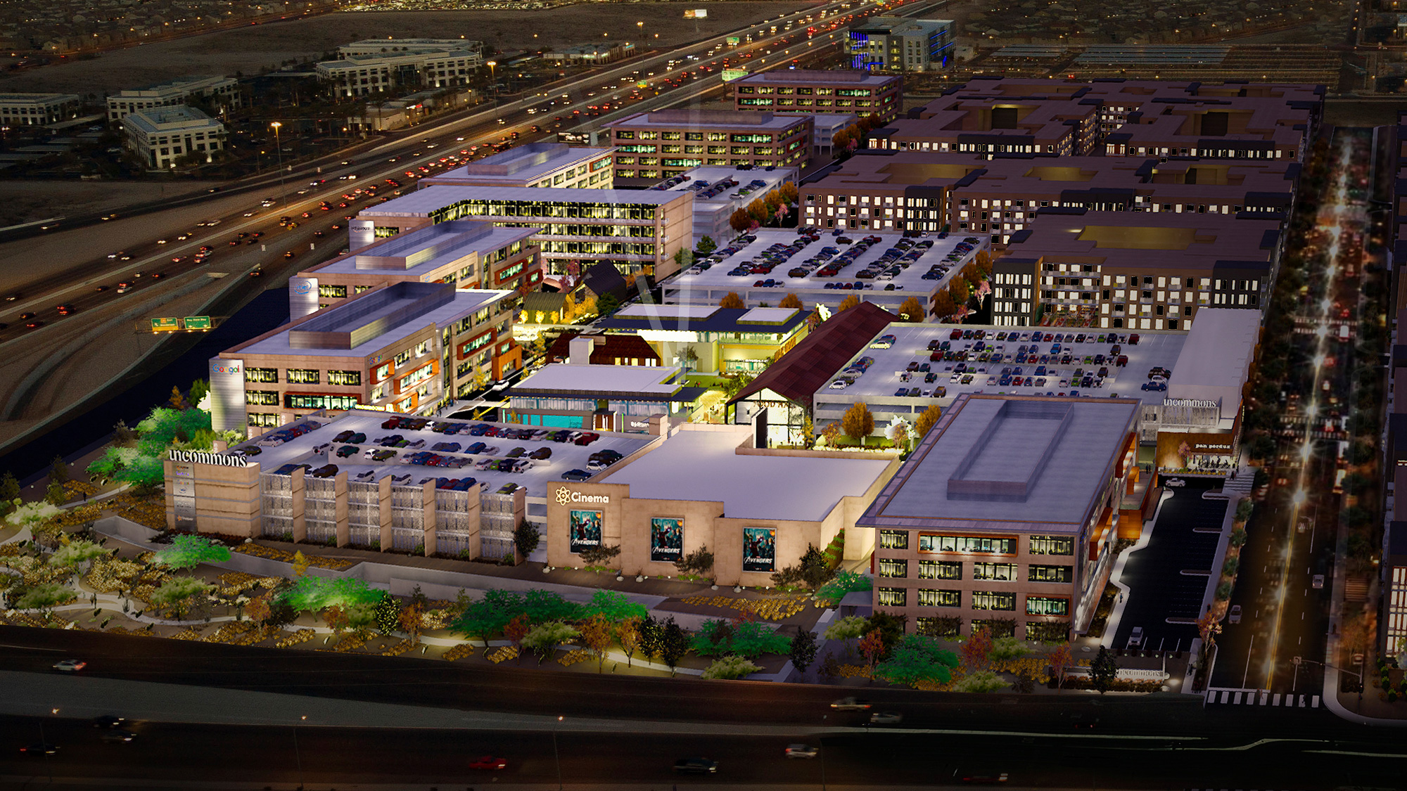 A large group of buildings.