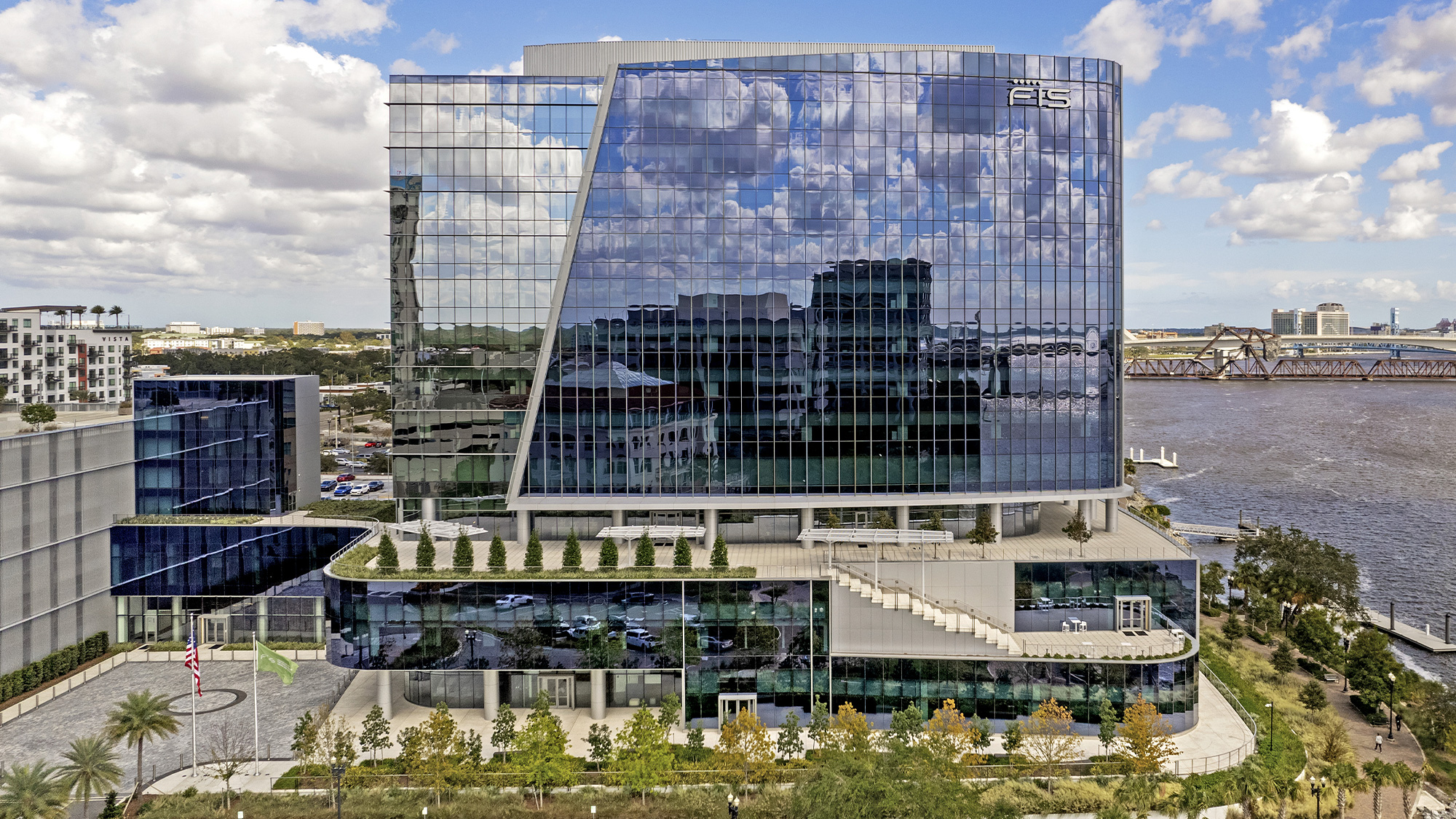 A building with glass walls.