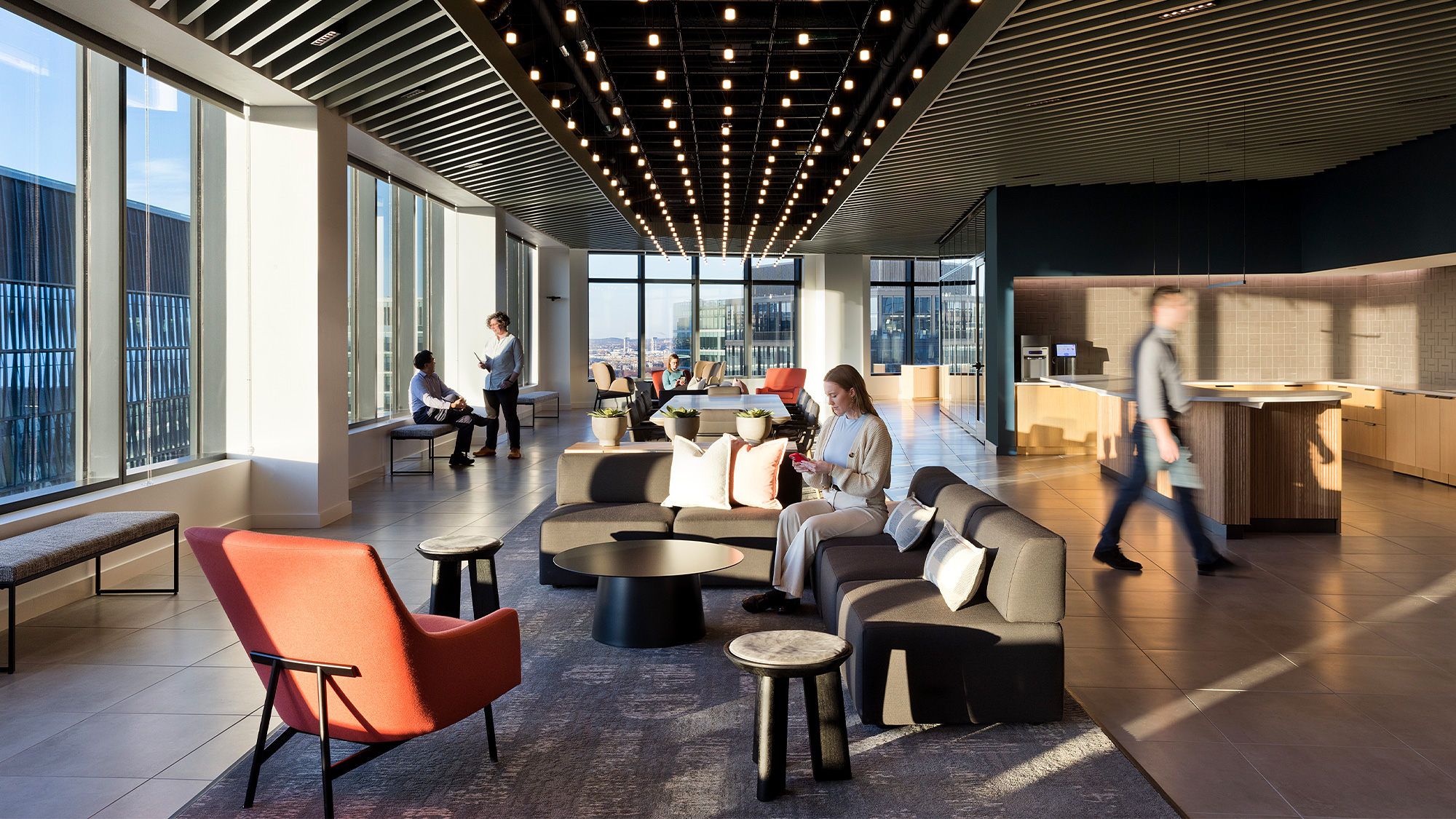 A group of people in a room.