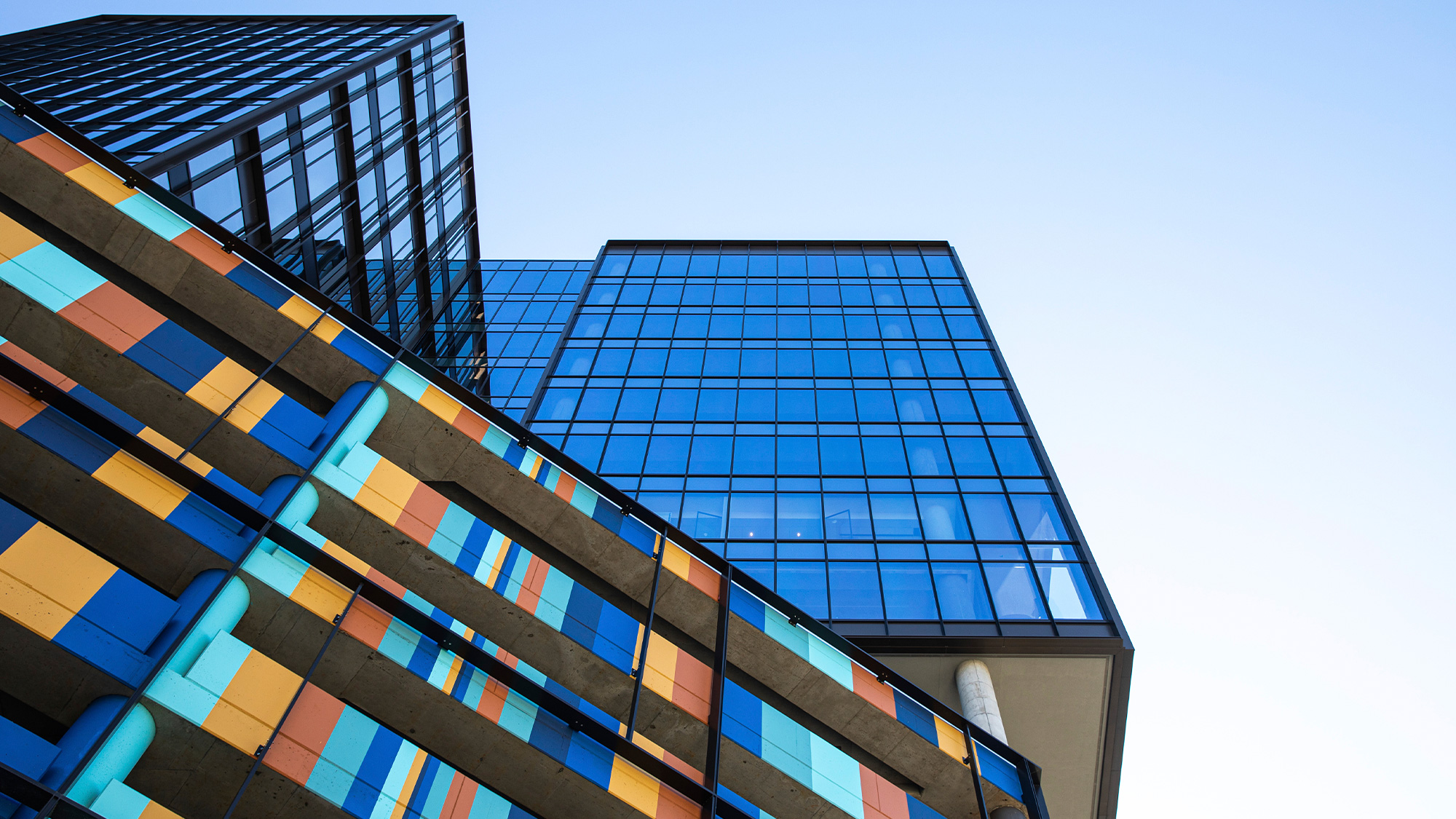 A low angle view of a building.