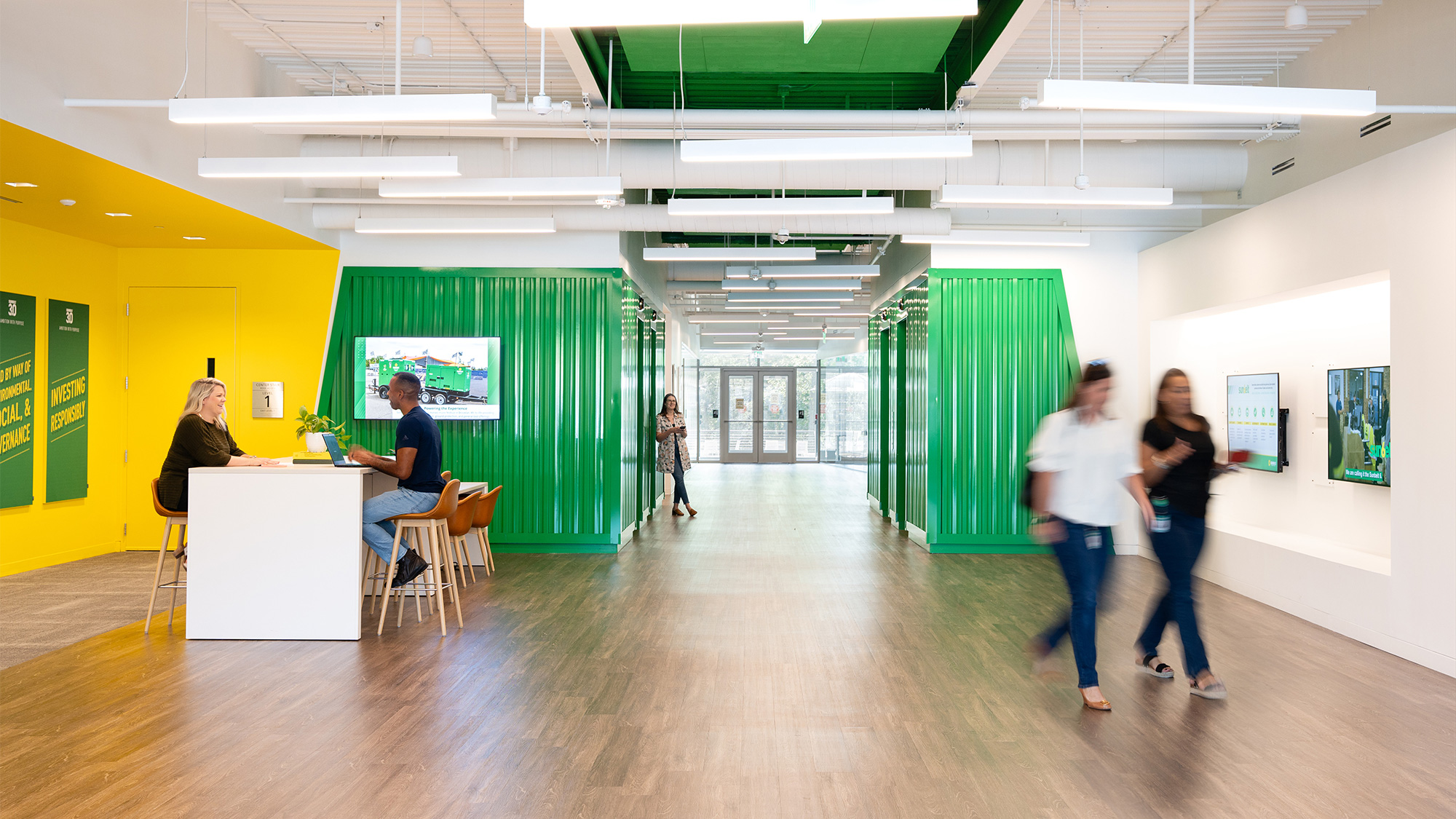 A group of people in a room.