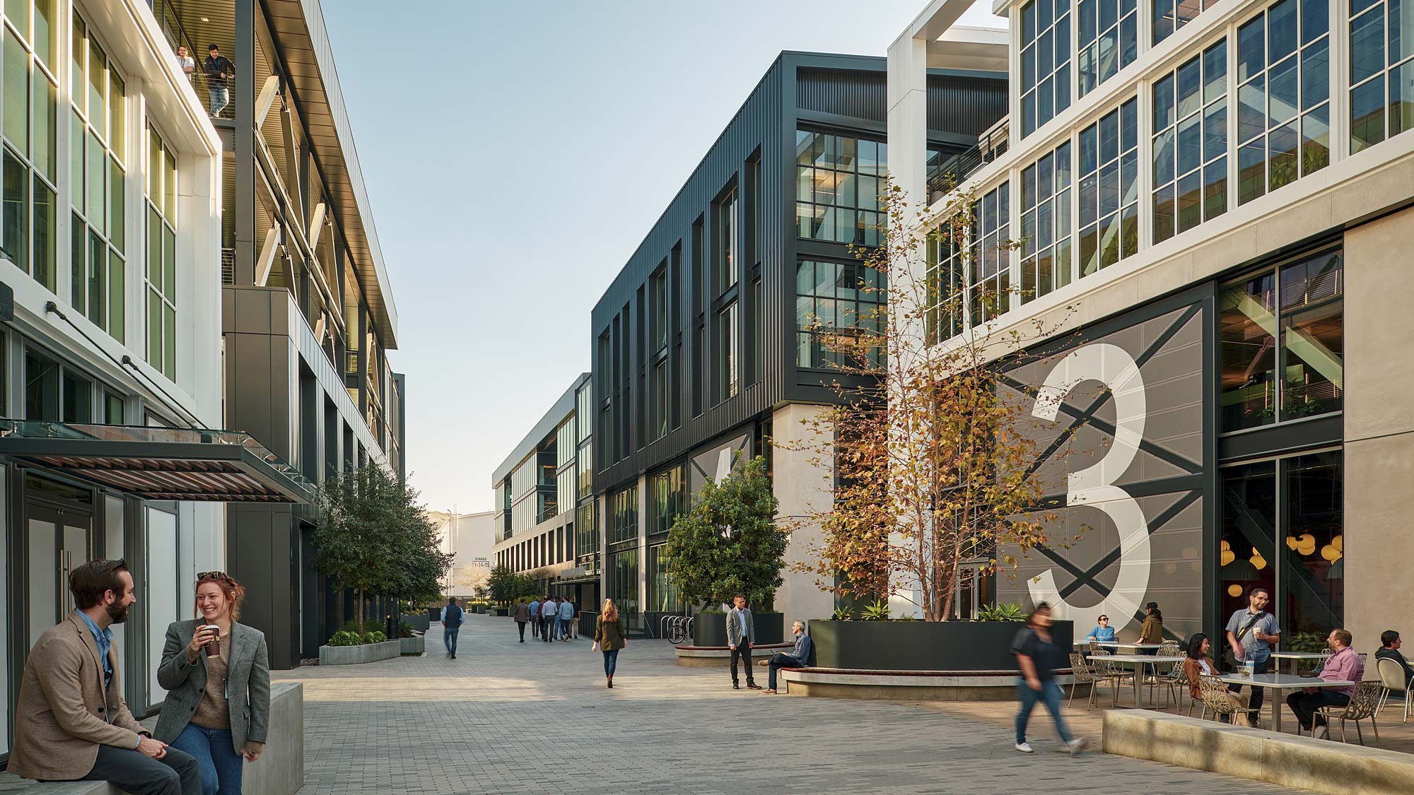 People walking on a street.
